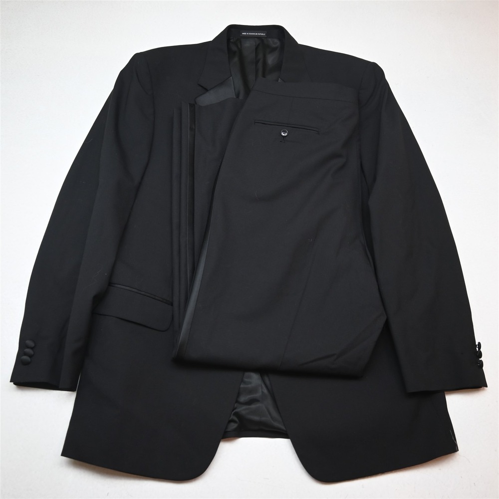 After Hours 44L 36x32 Black 100% Wool Mens Jacket Pants Tuxedo